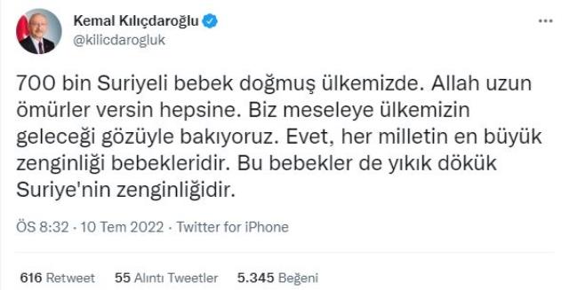 Kılıçdaroğlu, Bakan Soylu'nun 'Türkiye'de 700 bin Suriyeli dünyaya geldi' sözlerine Zafer Partisi'ne gönderme yaparak yanıt verdi Kılıçdaroğlu, Bakan Soylu'nun 'Türkiye'de 700 bin Suriyeli dünyaya geldi' sözlerine Zafer Partisi'ne gönderme yaparak yanıt verdi