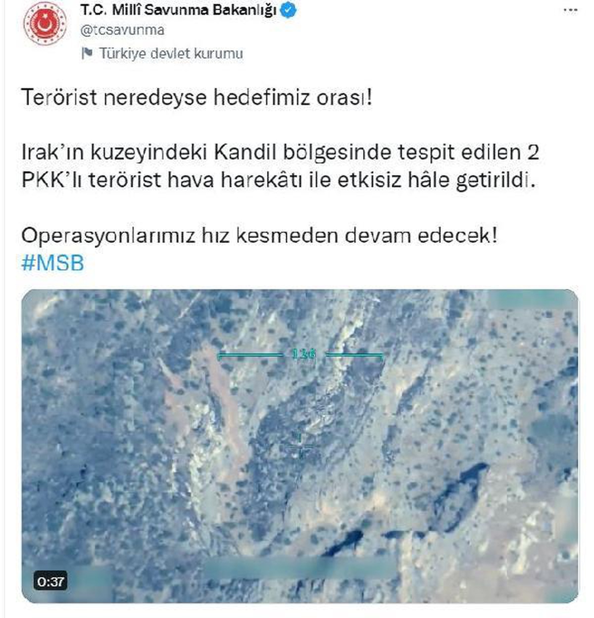 Kandil bölgesinde 2 PKK\'lı terörist etkisiz hale getirildi