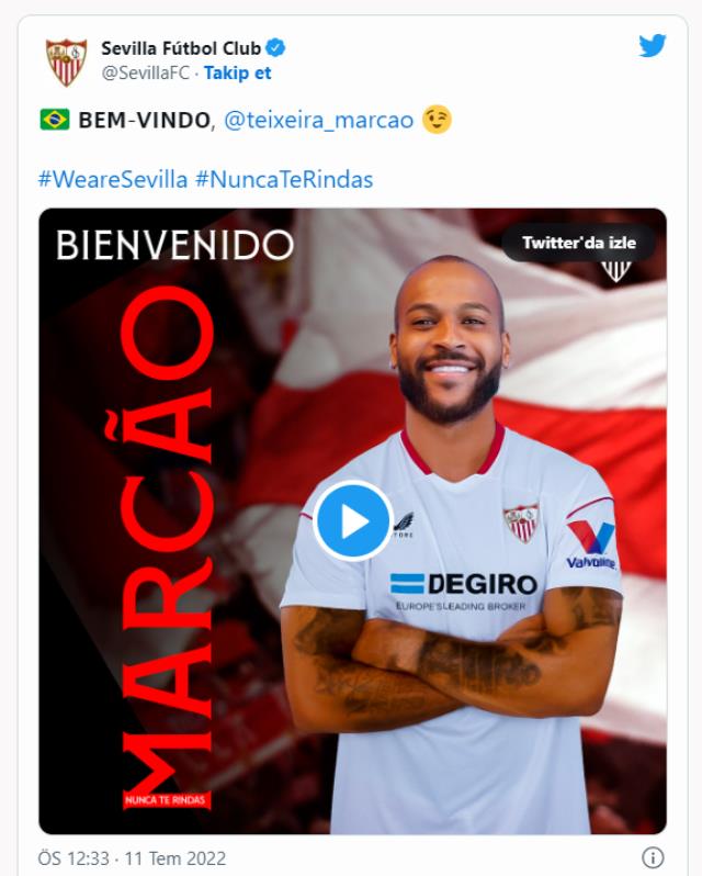 Sevilla, Marcao'yu resmen kadrosuna kattı! Serbest kalma bedeli 50 milyon euro olarak açıklandı Sevilla, Marcao'yu resmen kadrosuna kattı! Serbest kalma bedeli 50 milyon euro olarak açıklandı