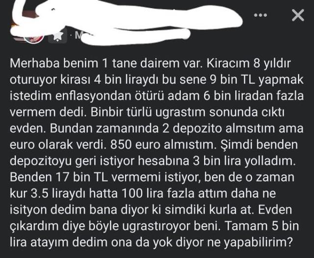 Evden çıkarttığı kiracısının euro cinsinden verdiği depozitoyu TL olarak geri ödedi! Ev sahibinin paylaşımı sosyal medyayı ikiye böldü Evden çıkarttığı kiracısının euro cinsinden verdiği depozitoyu TL olarak geri ödedi! Ev sahibinin paylaşımı sosyal medyayı ikiye böldü