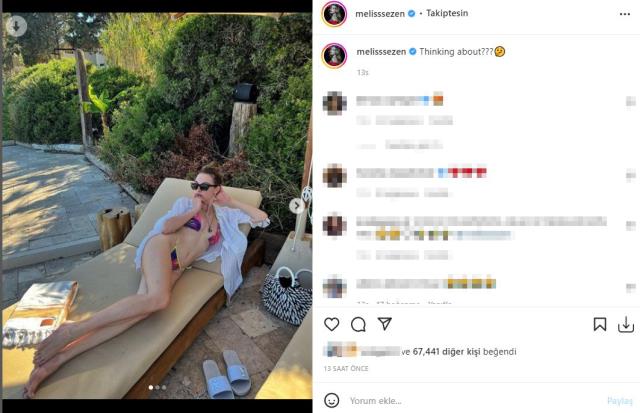 Oyuncu Melis Sezen, renkli bikinisiyle şezlongda sere serpe poz verdi Oyuncu Melis Sezen, renkli bikinisiyle şezlongda sere serpe poz verdi