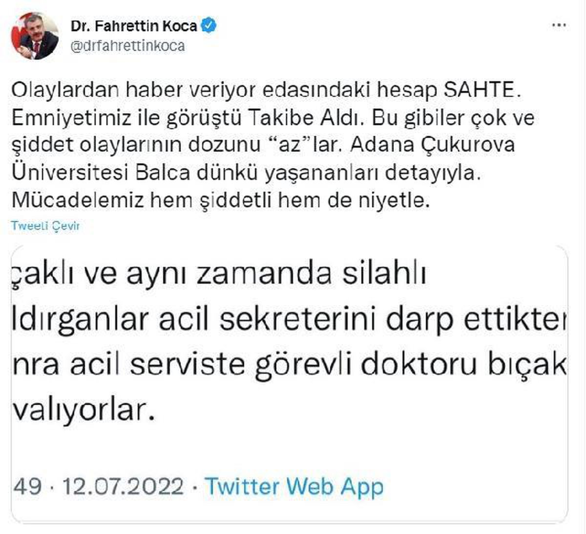 Bakan Koca: Mücadelemiz hem şiddetle hem art niyetle
