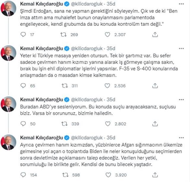 ABD'nin F-16 kararı sonrası Kılıçdaroğlu'ndan sert tepki! Merve Kavakçı'nın kızı üzerinden Erdoğan'a yüklendi ABD'nin F-16 kararı sonrası Kılıçdaroğlu'ndan sert tepki! Merve Kavakçı'nın kızı üzerinden Erdoğan'a yüklendi