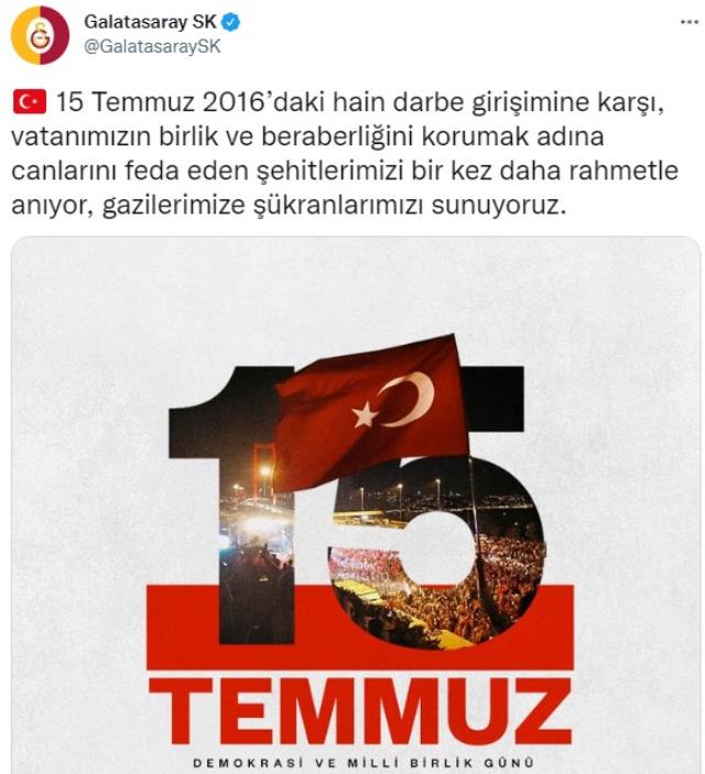 O kara gece yaşanalı 6 yıl oldu! Süper Lig devleri 15 Temmuz'u unutmadı O kara gece yaşanalı 6 yıl oldu! Süper Lig devleri 15 Temmuz'u unutmadı