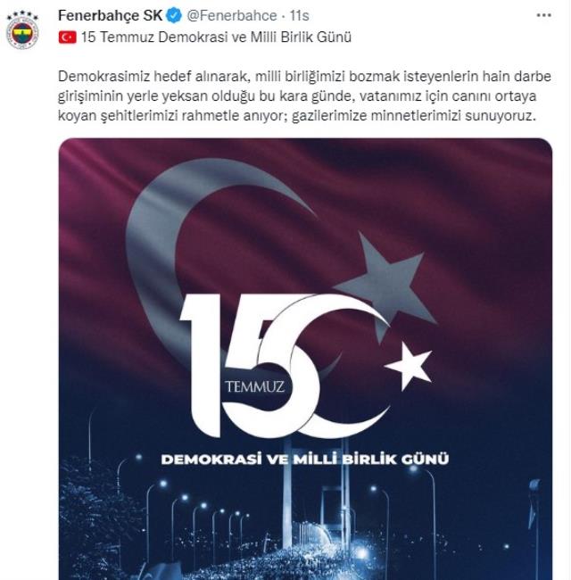 O kara gece yaşanalı 6 yıl oldu! Süper Lig devleri 15 Temmuz'u unutmadı O kara gece yaşanalı 6 yıl oldu! Süper Lig devleri 15 Temmuz'u unutmadı