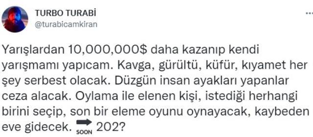 Acun Ilıcalı'ya rakip olan Turabi Çamkıran kendi yarışma programını hazırlıyor! Küfür ve kavga serbest olacak