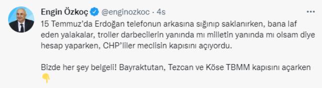 Engin Özkoç, 15 Temmuz gecesi Meclis'e ilk gelenlerin CHP'li vekiller olduğunu gösteren bir video paylaştı