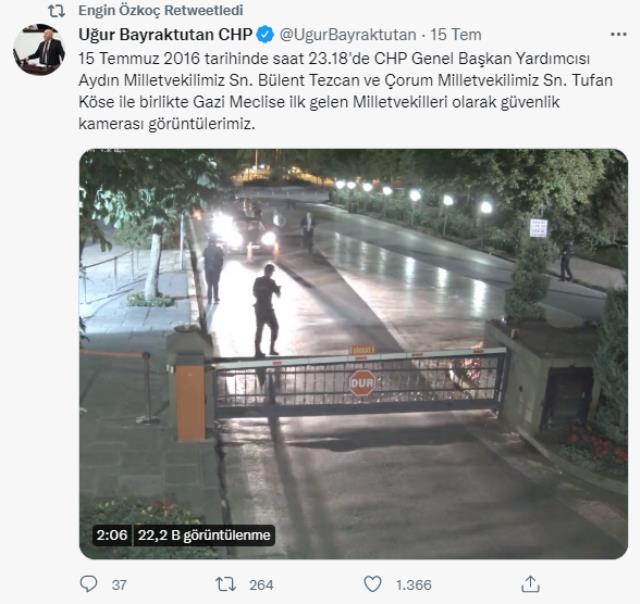 Engin Özkoç, 15 Temmuz gecesi Meclis'e ilk gelenlerin CHP'li vekiller olduğunu gösteren bir video paylaştı