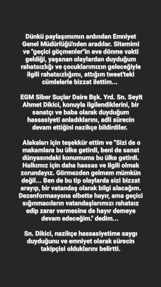 'Suriyelilerin misafirliği bitmiştir' diyen Mustafa Sandal, emniyetle arasındaki diyaloğu paylaştı 'Suriyelilerin misafirliği bitmiştir' diyen Mustafa Sandal, emniyetle arasındaki diyaloğu paylaştı
