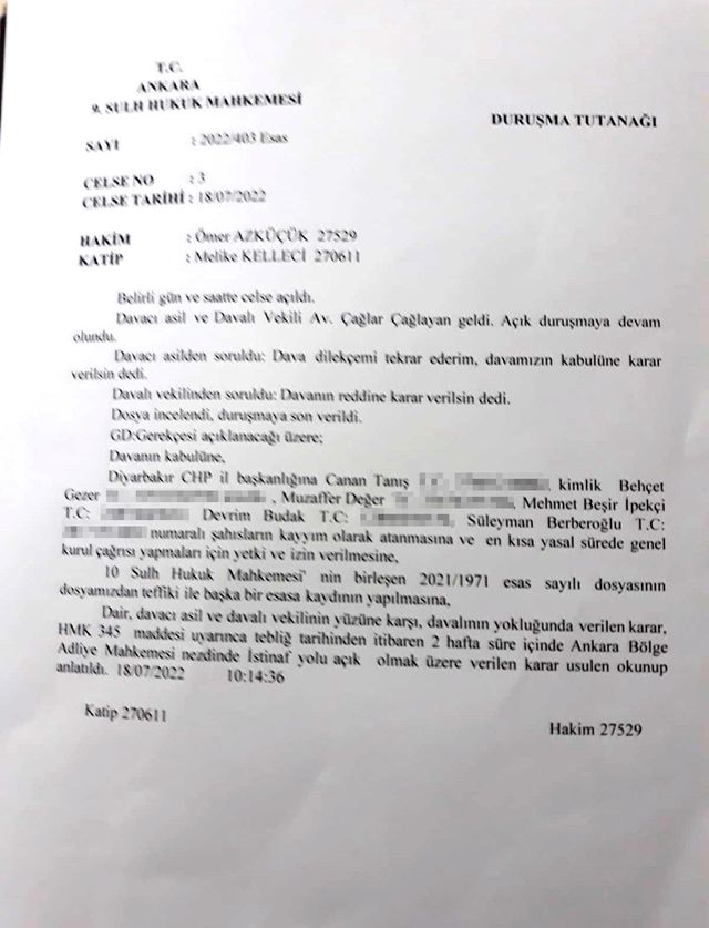 CHP Diyarbakır İl Başkanlığı'na kayyum atandı CHP Diyarbakır İl Başkanlığı'na kayyum atandı