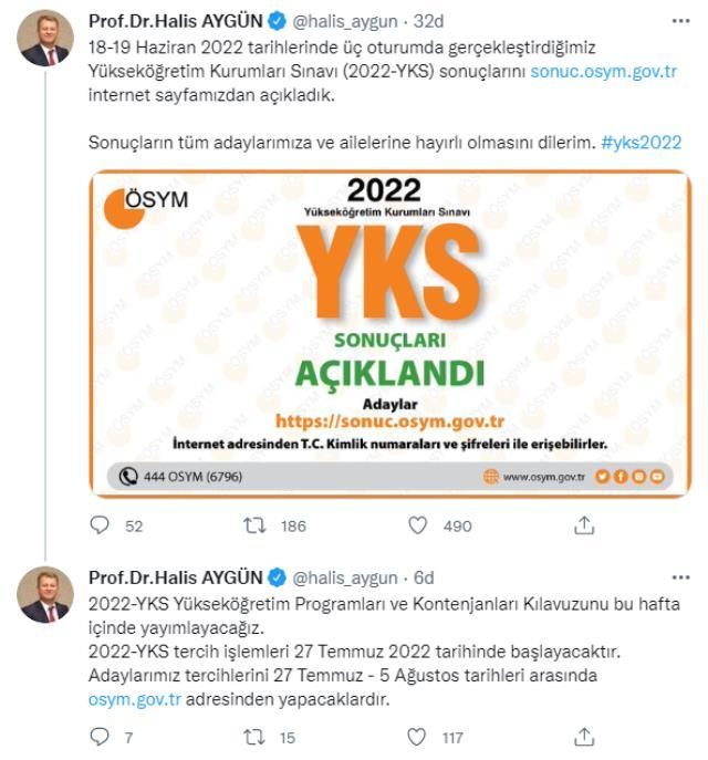 Son Dakika! 2022 Yükseköğretim Kurumları Sınavı (YKS) sonuçları açıklandı