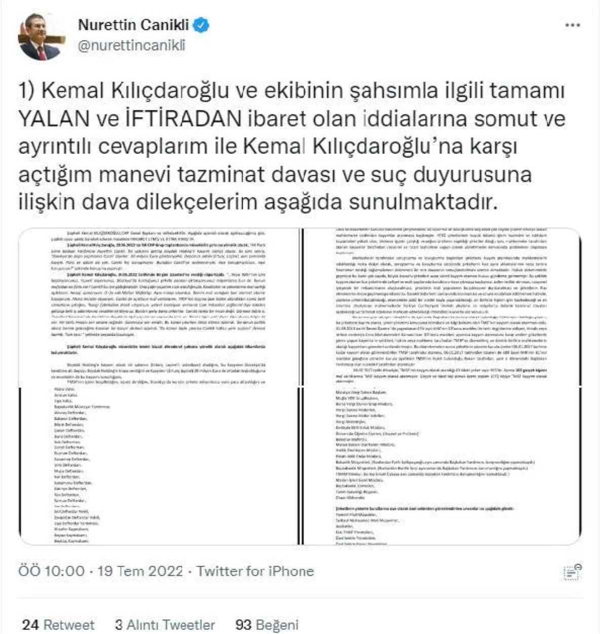 AK Parti\'li Canikli\'den, Kılıçdaroğlu hakkında suç duyurusu