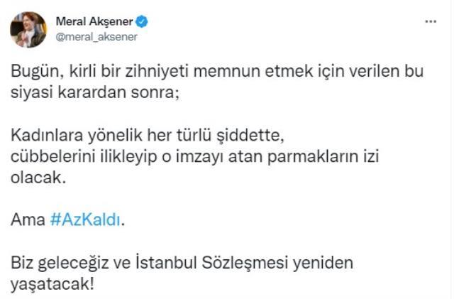 Danıştay'ın İstanbul Sözleşmesi kararı sonrası Kılıçdaroğlu ve Akşener aynı sözleri kullandı: İktidar olduğumuzda yeniden yürürlüğe koyacağız Danıştay'ın İstanbul Sözleşmesi kararı sonrası Kılıçdaroğlu ve Akşener aynı sözleri kullandı: İktidar olduğumuzda yeniden yürürlüğe koyacağız