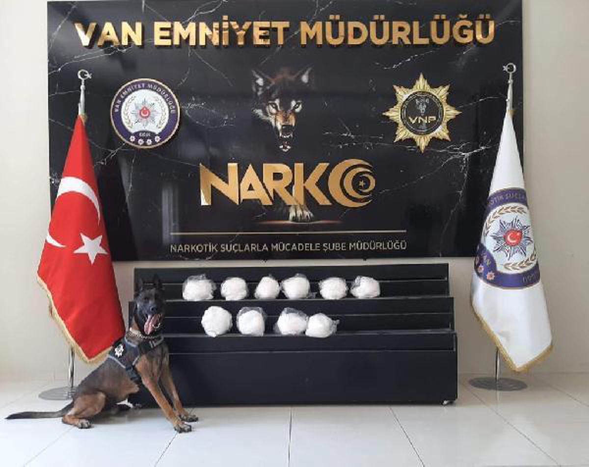 Van\'da, araçtaki 10 kilo uyuşturucuyu \'Bobi\' buldu
