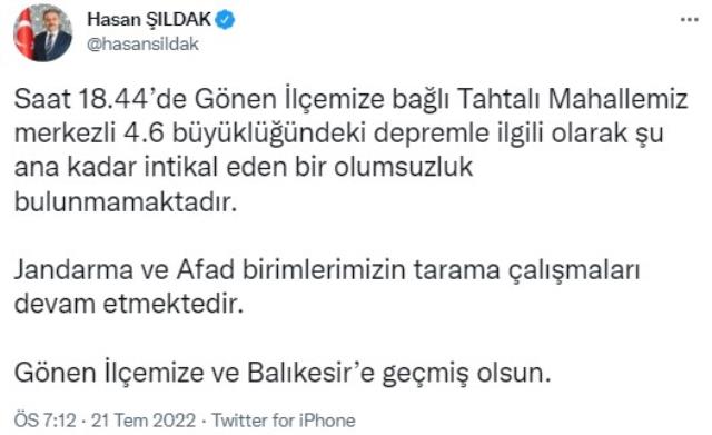 Balıkesir'de 4.6 şiddetinde deprem! Sarsıntı İstanbul ve çevre illerden de hissedildi