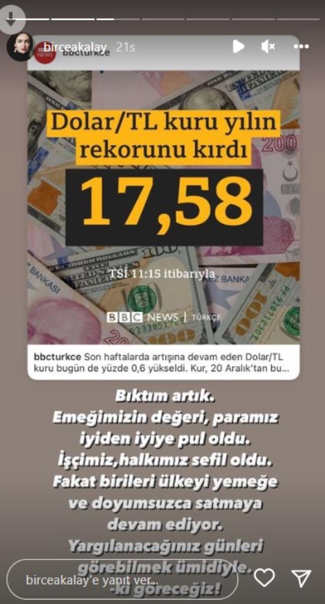 Oyuncu Birce Akalay'dan döviz kurunun artışına tepki: Halkımız sefil oldu