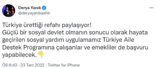 Aile Destek Programı'na çalışanlar ve emekliler de başvurabilecek