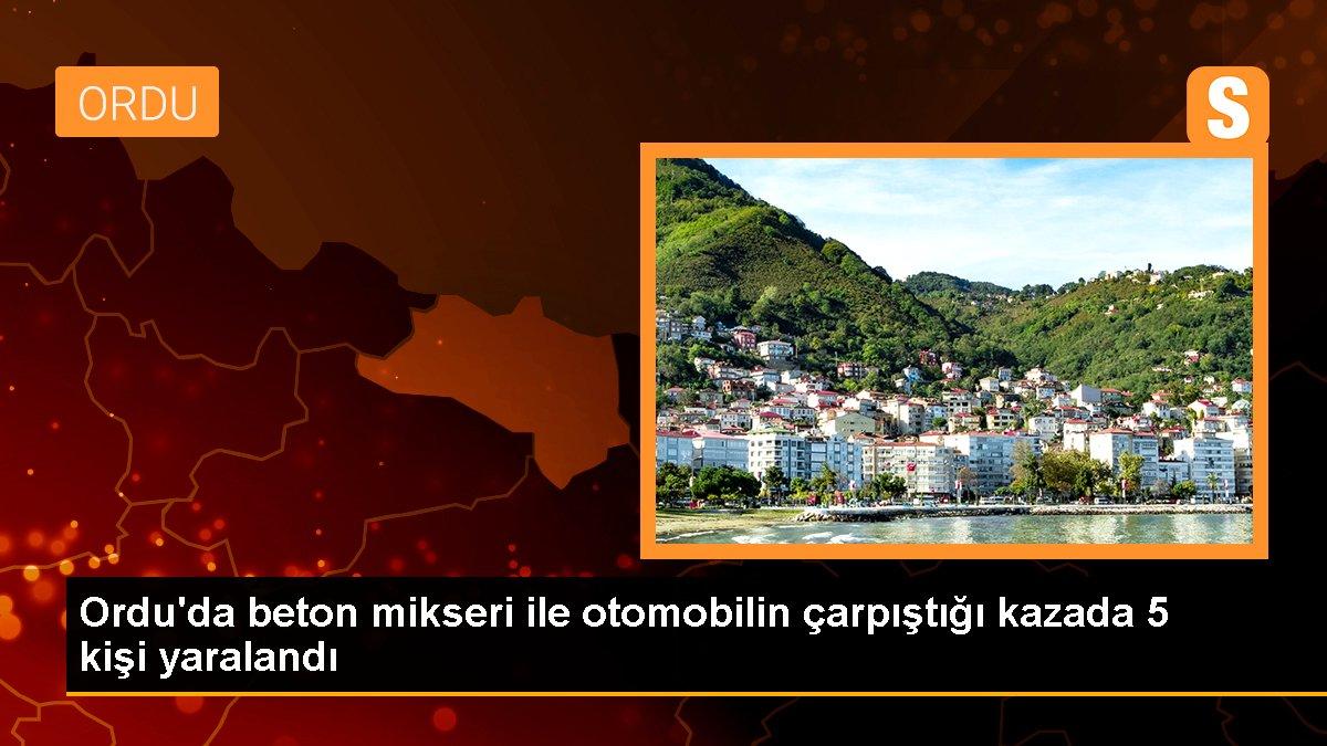 Ordu\'da beton mikseri ile otomobilin çarpıştığı kazada 5 kişi yaralandı