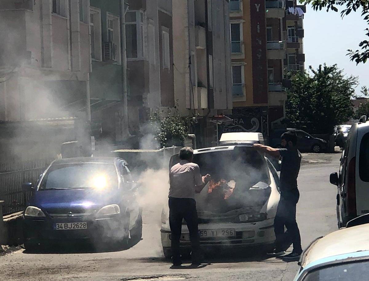 Tamire giden LPG\'li otomobil alev alev yandı