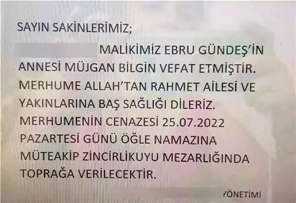 Şarkıcı Ebru Gündeş'in annesi hayatını kaybetti, haberi apartman yönetimi verdi