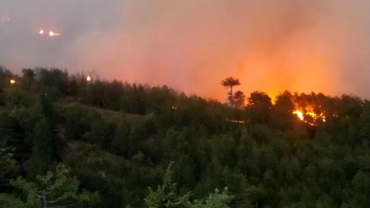 Emet\'te orman yangını büyüyerek devam ediyor