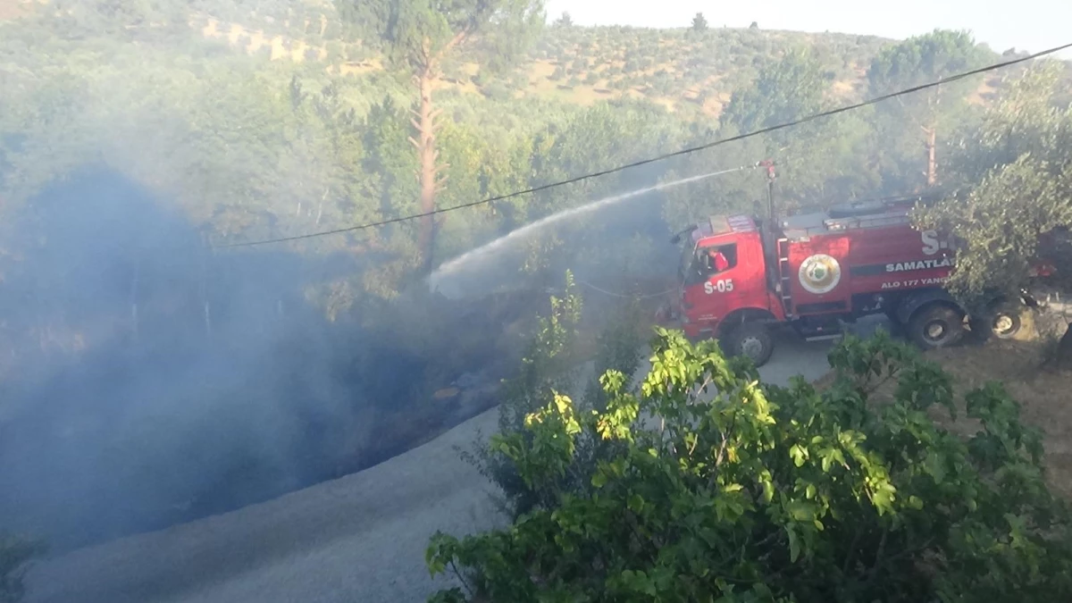 Kazdağları eteklerindeki zeytin bahçesinde çıkan yangın ormana sıçramadan söndürüldü