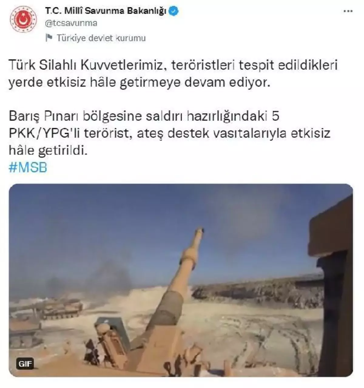 Barış Pınarı bölgesinde 5 PKK/YPG'li terörist etkisiz hale getirildi