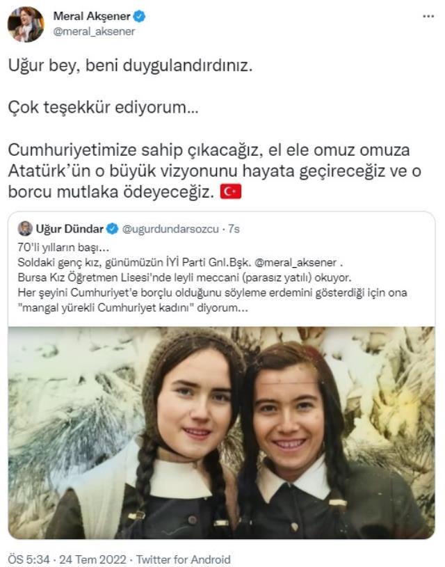 Uğur Dündar, Akşener'in lise yıllarındaki fotoğrafını paylaştı! İYİ Parti lideri kayıtsız kalmadı