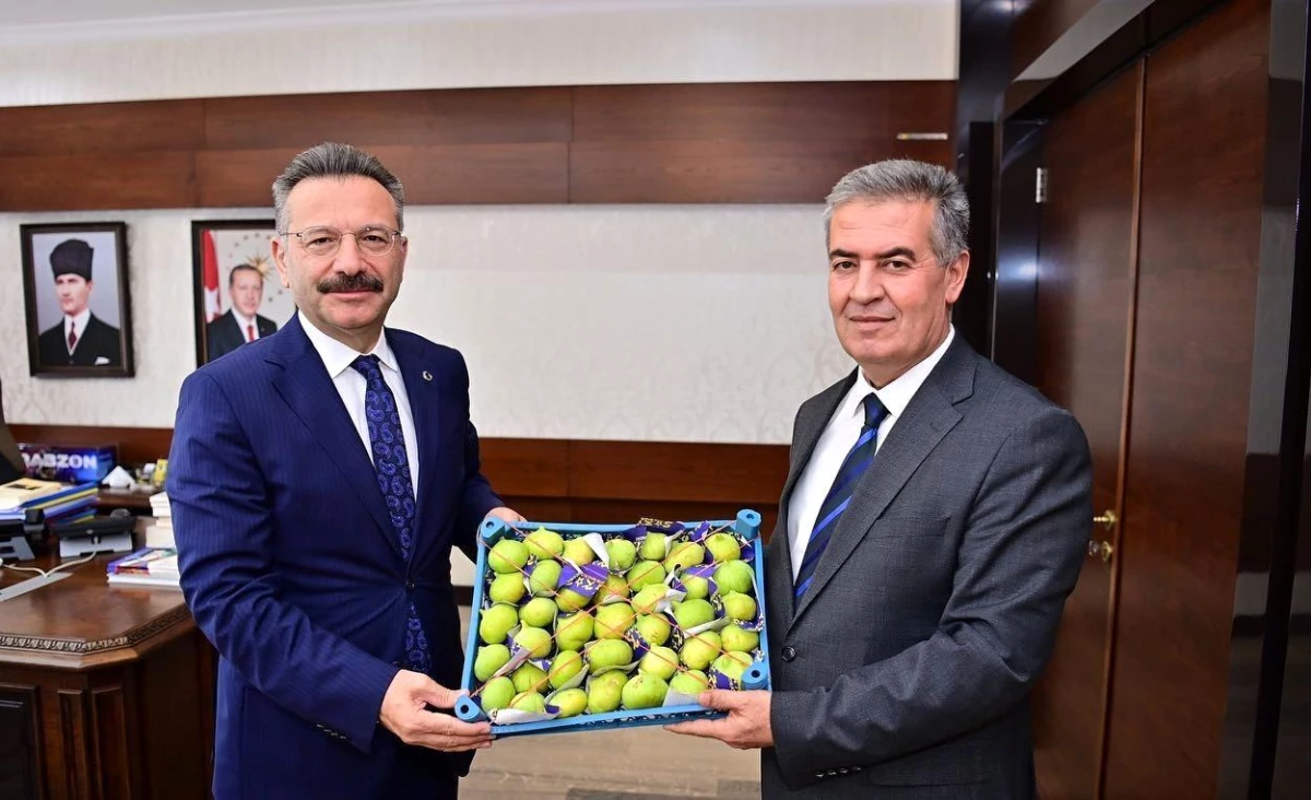 Başkan Erol, sezonun ilk incirini Vali Aksoy\'a takdim etti