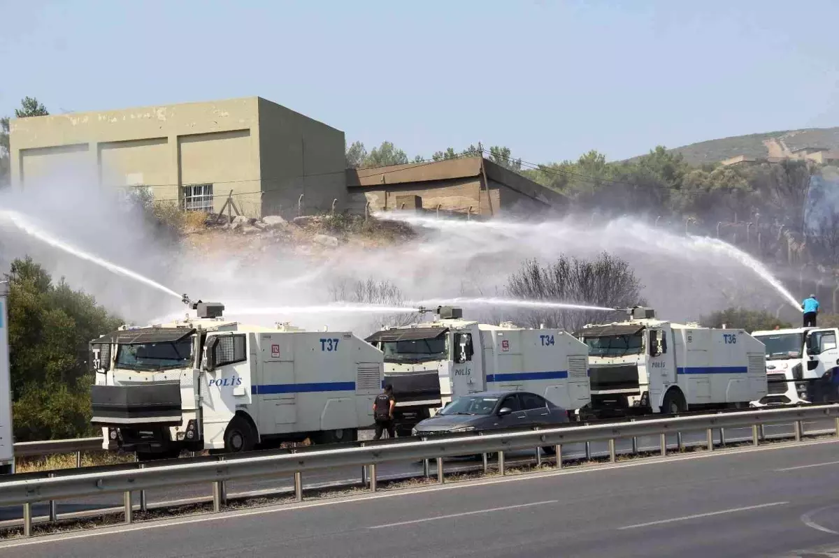 İzmir\'de makilik alandaki yangına havadan ve karadan müdahale