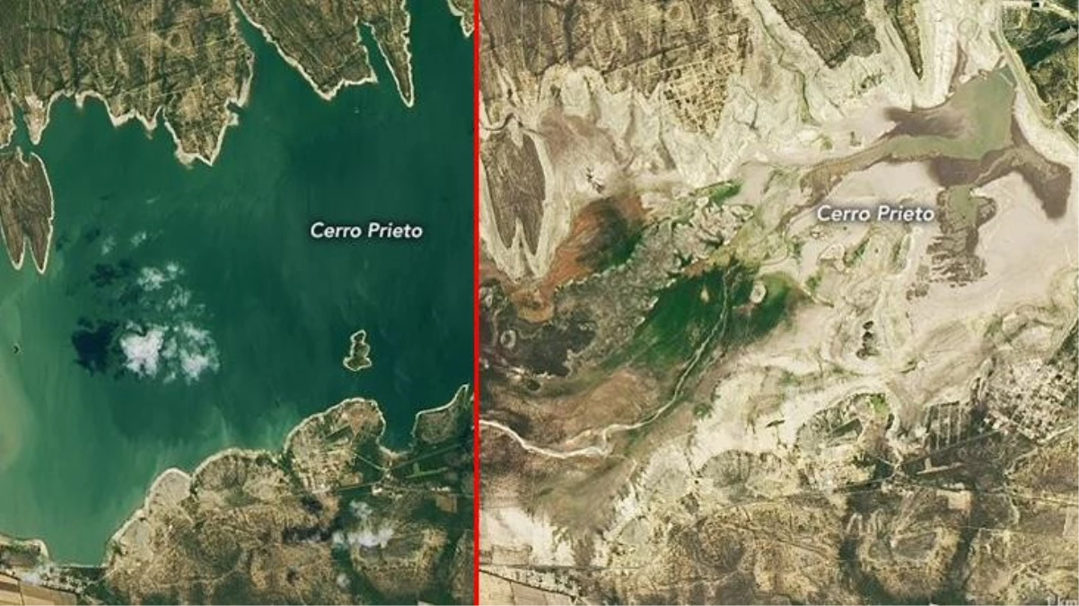 NASA korkutan değişimi yayınladı! Meksika\'da bulunan baraj gölü, 7 yılda kurudu