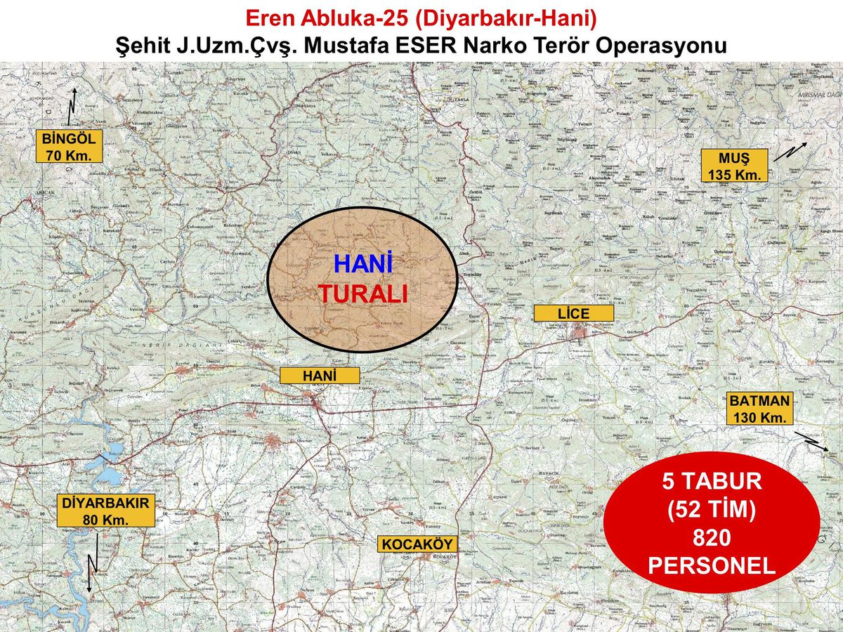 İçişleri Bakanlığınca Diyarbakır\'da 820 personelin katılımıyla \'Eren Abluka-25 Şehit Jandarma Uzman Çavuş Mustafa Eser Narko Terör\' Operasyonu...
