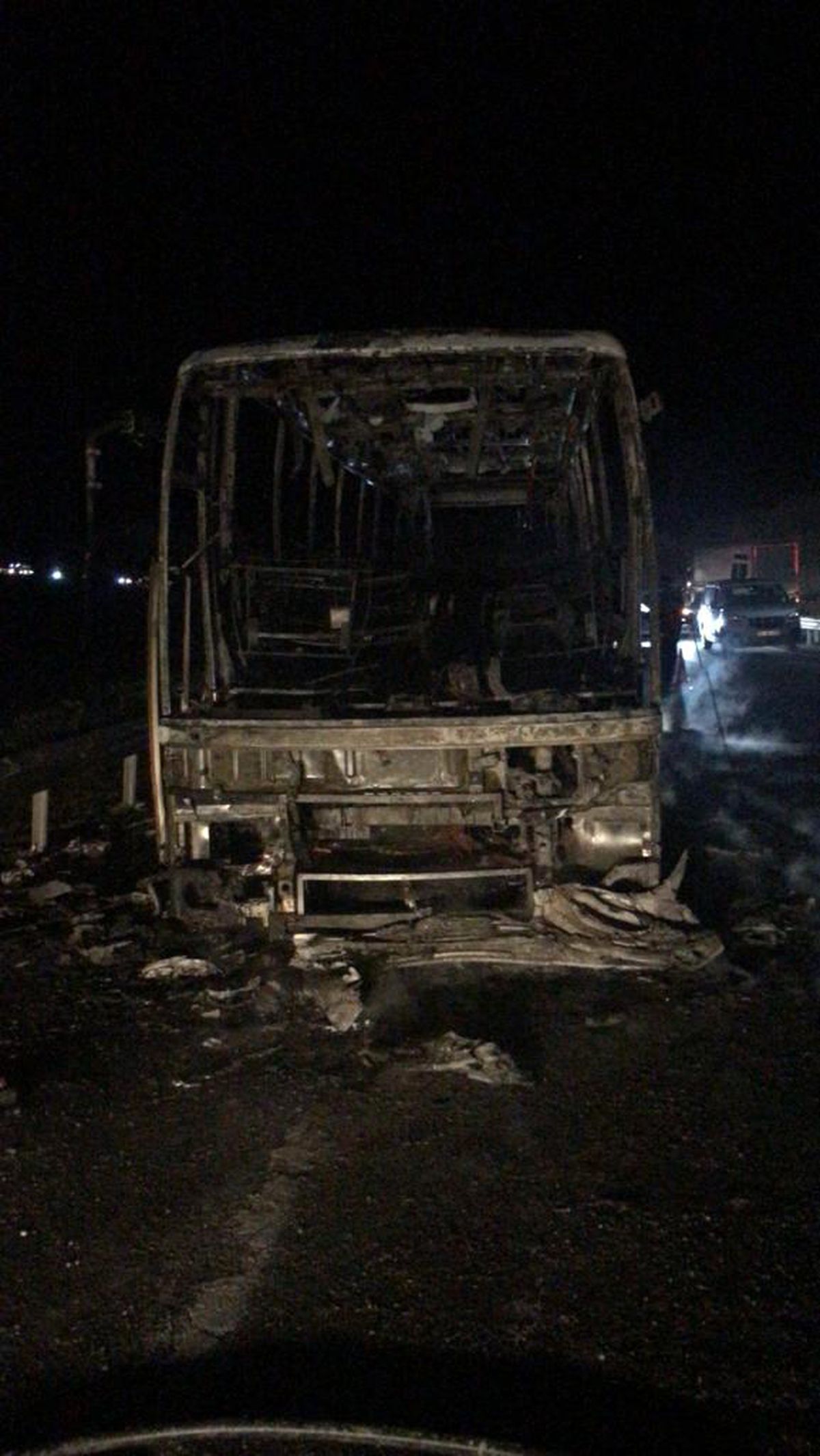 Afyonkarahisar\'da seyir halindeyken alev alan yolcu otobüsü yandı