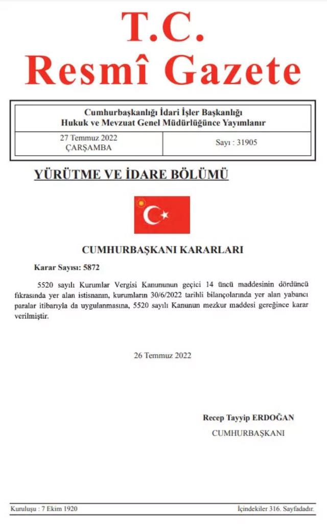 Kur korumalı mevduat sistemine dahil olan şirketlere vergi avantajında süre uzatıldı Kur korumalı mevduat sistemine dahil olan şirketlere vergi avantajında süre uzatıldı