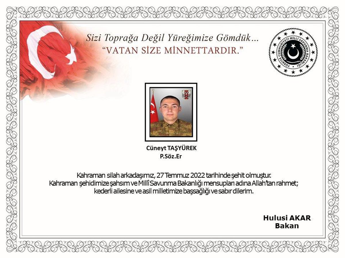 Pençe Harekatı\'nda 1 asker şehit düştü