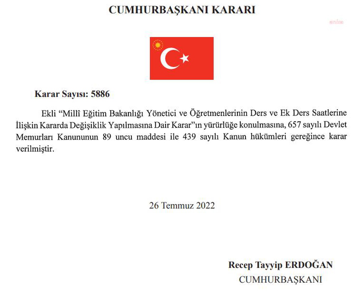 Öğretmen ve usta öğreticilerin ek ders ücretlerine ilişkin düzenleme Resmi Gazete\'de