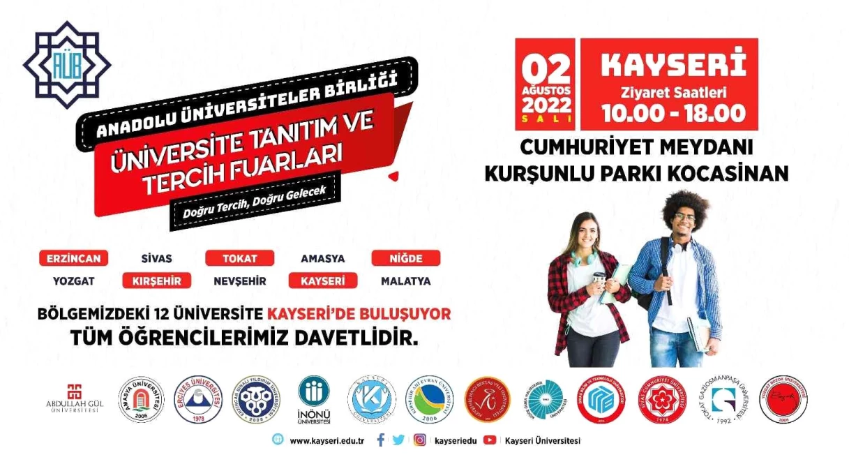 Anadolu Üniversiteler Birliği Tanıtım ve Tercih Fuarı, Kayseri\'de yapılacak