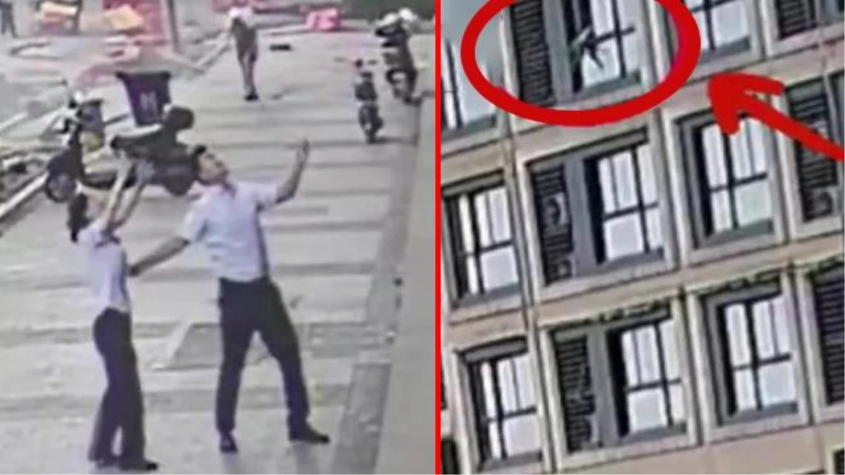Çin\'de mucize anları! 5. kattan düşen 2 yaşındaki çocuğu havada yakalayarak kurtaran adam "kahraman" ilan edildi