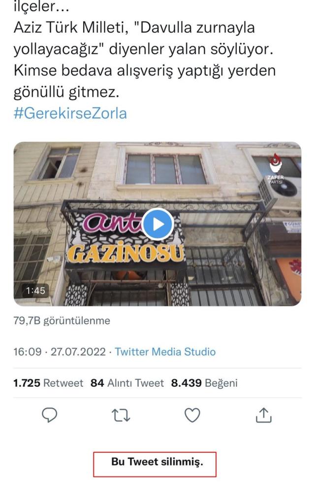 Ümit Özdağ, 'Buraya Türklerin girmesi yasak' dediği gazinonun sahibi Türk çıkınca paylaşımını sildi Ümit Özdağ, 'Buraya Türklerin girmesi yasak' dediği gazinonun sahibi Türk çıkınca paylaşımını sildi