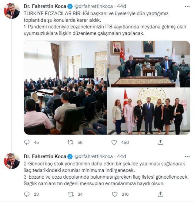 Bakan Koca, eczane ve ilaçlara ilişkin alınan yeni kararları duyurdu Bakan Koca, eczane ve ilaçlara ilişkin alınan yeni kararları duyurdu