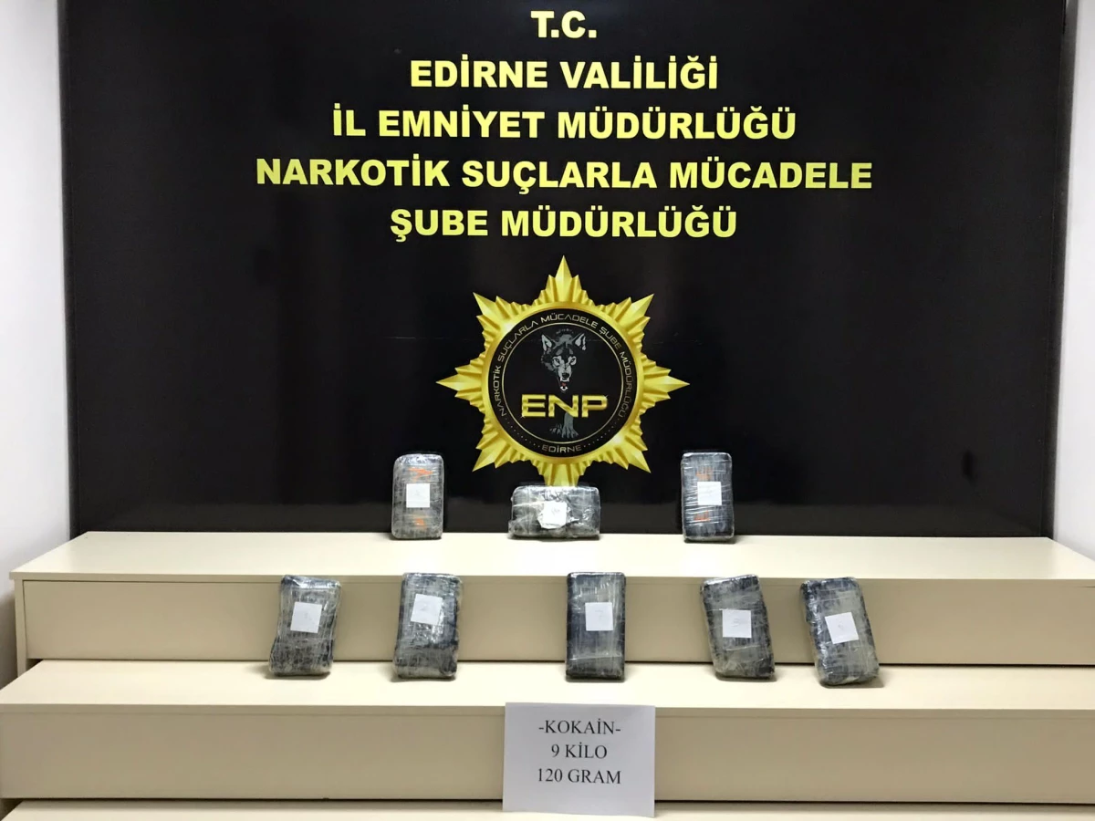 Edirne\'de bir araçta 9 kilo 120 gram kokain ele geçirildi