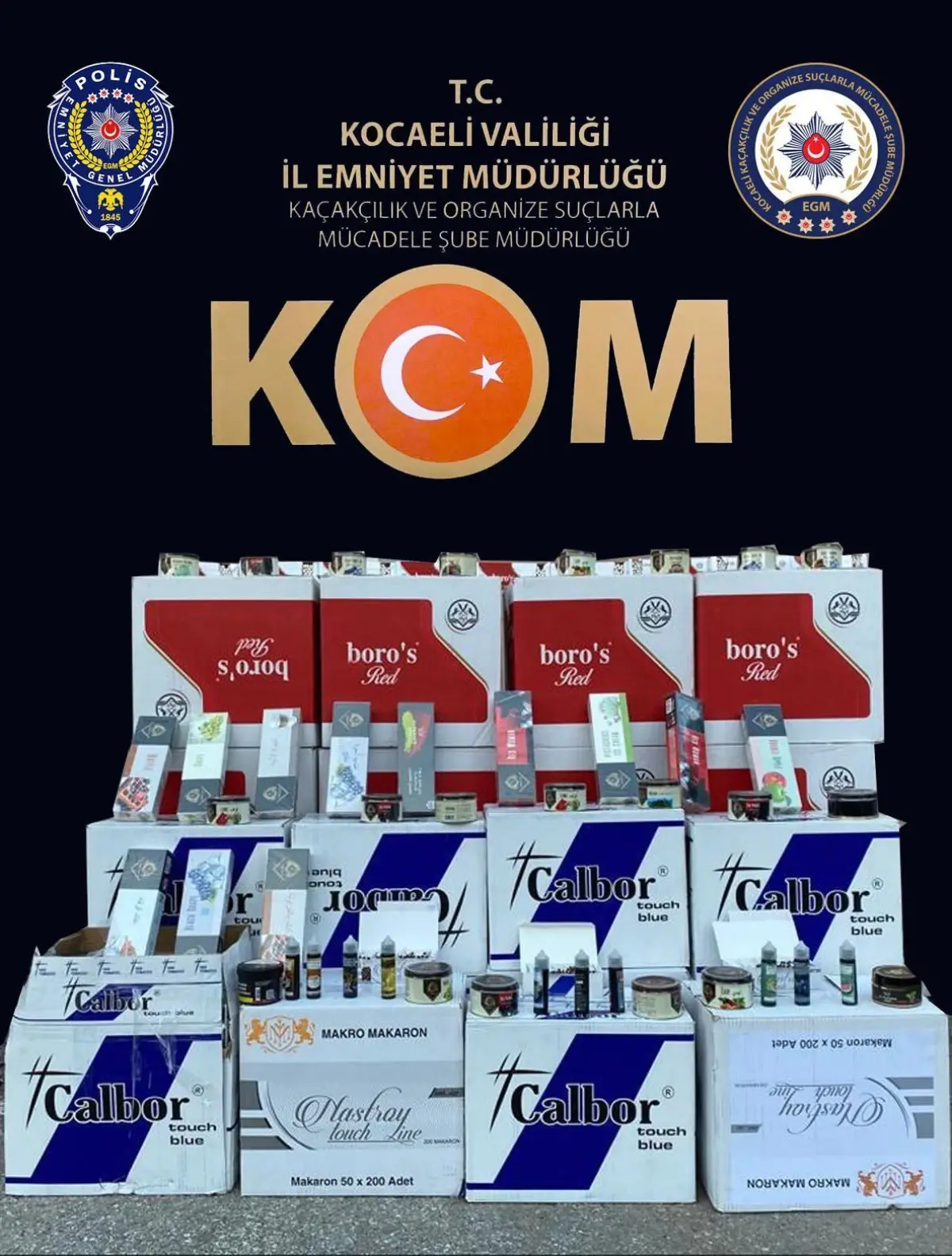 Kocaeli\'de 230 bin makaron ele geçirildi