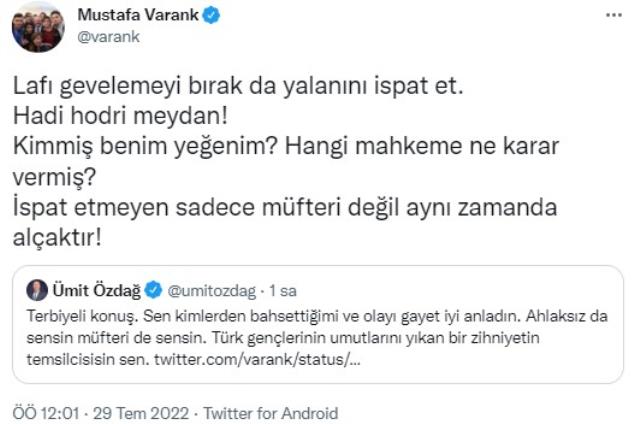 Ümit Özdağ'ın iddiasına Bakan Varank'tan sert tepki: İspat edersen istifa etmeye hazırım Ümit Özdağ'ın iddiasına Bakan Varank'tan sert tepki: İspat edersen istifa etmeye hazırım