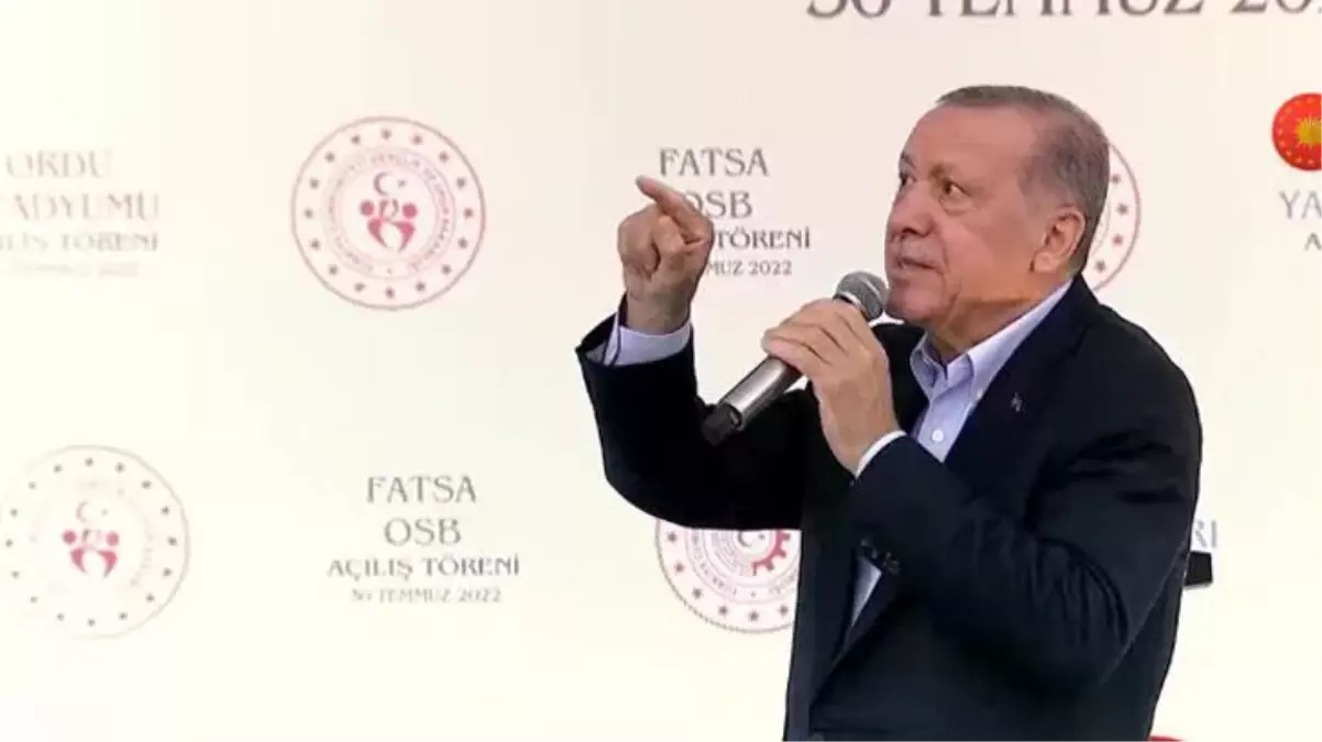 Toplu açılış töreninde konuşma yapan Erdoğan, 6'lı masayı hedef alan pankart hakkında 'Benim Ordulum böyle haddini bildirir' dedi