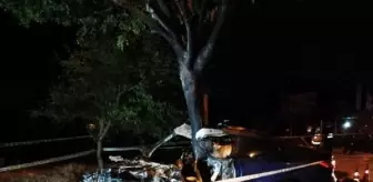 Ağaca çarpıp alev alan otomobilde yaşamını yitirdi