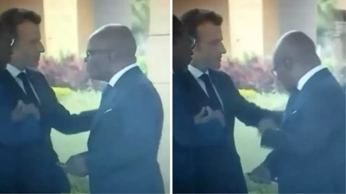 Beninli bakanın Macron\'un dokunduğu omzunu temizlediği görüntüler yankı uyandırdı! Fransız medyası görmezden geldi