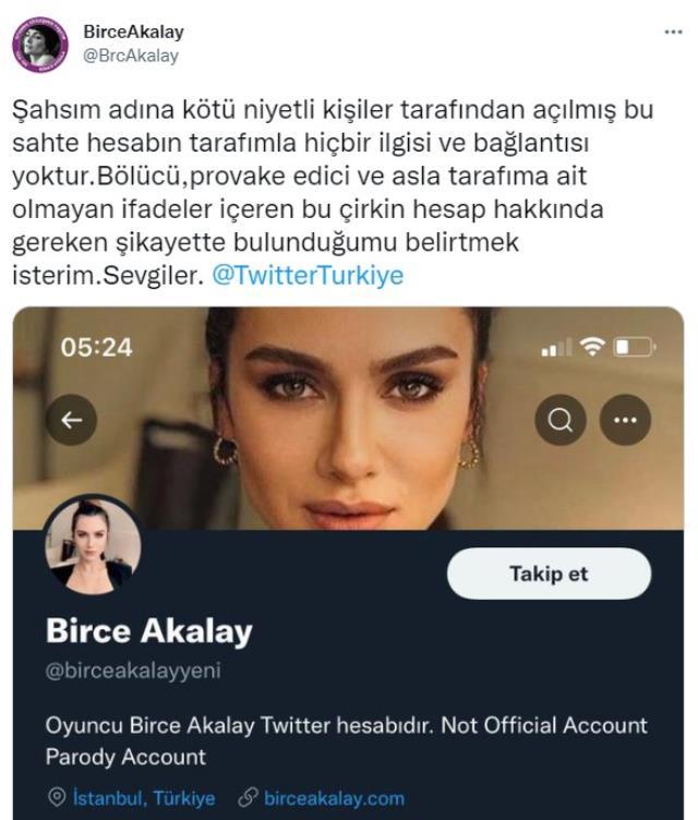 Birce Akalay, adına açılan sahte hesap için şikayetçi oldu