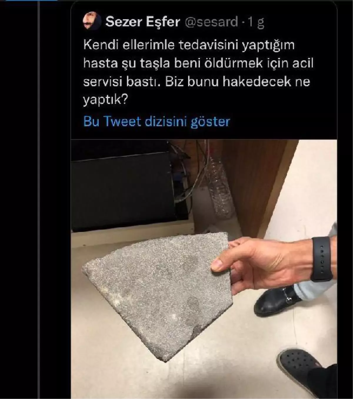 Doktora kaldırım taşıyla saldırmaya kalkışınca gözaltına alınan şüpheli adli kontrolle serbest