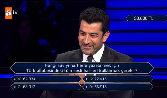 Kim Milyoner Olmak İster'de yarışmacı sesli harfleri sayamadı, Kenan İmirzalıoğlu kendini tutamayıp güldü
