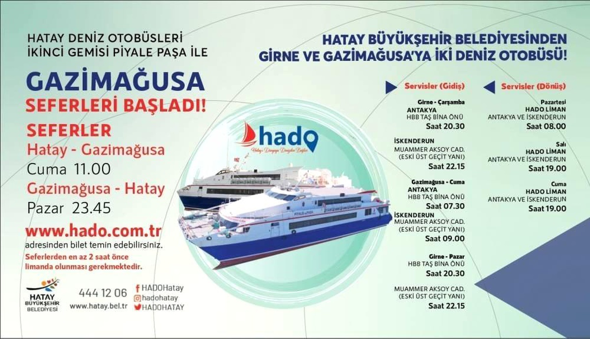 Hatay Deniz Otobüsü\'nün Gazimağusa seferleri 5 Ağustos\'ta başlıyor